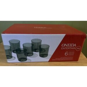 Oneida Entertain 365 6 Pc 14 oz Stackable Tall Glass Set, Merry And Bright Green